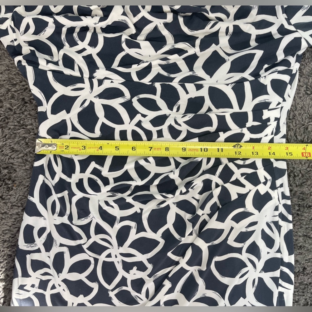 Anne Klein Elegant Slate and light cream floral Patterned Dress women’s size 8 - Picture 11 of 17